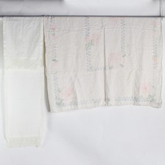 6 Piece Lot of Pink and White Flawed Table and Bed Linens DIY Craft Fabric