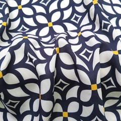 55” Wide By Yard Damask Navy White Viscose Fabric Soft Sewing Material Rayon