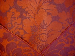 1-5/8Y Mulberry FD624 Lombard Damask Spice Red Plum Floral Upholstery Fabric