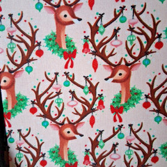 Jo Ann Cotton Christmas Fabrics – Fat Quarters Lot of 4- Retro Reindeer & Bears