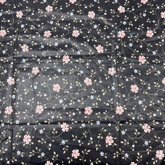 Vintage Glazed Cotton Chintz Black Small Floral 5th Avenue Designs BT Half Y #22