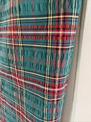 Vintage Seersucker Christmas Plaid Tartan Holiday Fabric 58″ x 3 yds