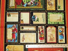 Santa Christmas Emporium Gift Tags Labels Fabric Panel 23″ #85551