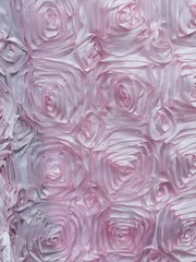 Beautiful Pink 3D Rose Rosette Embroidery Satin Fabric 58″ width by the Yard