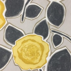 8 Yard Remnant Gray and Yellow Floral Medium Weight Home Decor Fabric