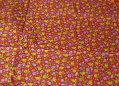 Red Floral, Yellow and Purple Flowers Print Fabric – 120cm x 90cm