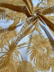 Indian Cotton Hand Block Beige Forest Dressmaking, Sewing Running Fabric 7 Yards