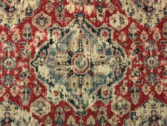 COVINGTON MASSIMO MOROCCAN RED LARGE IKAT MEDALLION LINEN FABRIC BY YARD 55″W