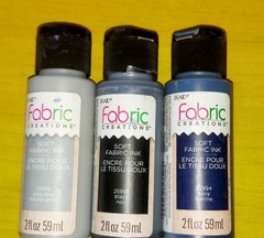 Set of 3 Plaid Fabric Creations Soft Fabric Ink 2oz.-Black, gray, navy