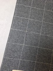Vtg BRITEX Fabric Wool? Gray White Windowpane 2 Yards 58″ Wide