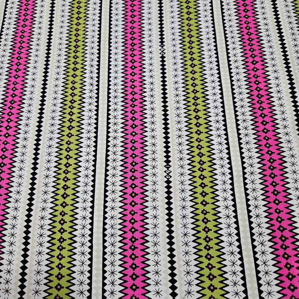 Wool Ewe BTY Ink & Arrow Sweater Stripe Pink Green Black White