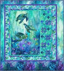 Northcott – Coral Reef – 108″ Full Width Wide Backing – Turquoise/Multi, BTY
