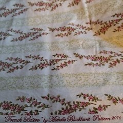 Floral Cotton Fabric French Bistro 36″ X 42″ Michelle Blackhurst Green Stripe