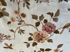 BEAUTIFUL 100 % COTTON FABRIC EMBROIDERED WITH FLOWERS AND BIRDS IN MULTICOLOR