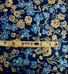 VTG `71 Klopman Mills Yellow & Blue Floral on Navy Rayon/Cotton Blend 44″ X 92″