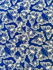 Riley Blake FABRIC Friendship Floral Butterflies Cobalt Fat Eighth 9×21