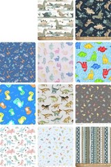 4 Fat Quarters – Assorted Dinosaur Flannel Fat Quarter Bundle (Single Bundle)