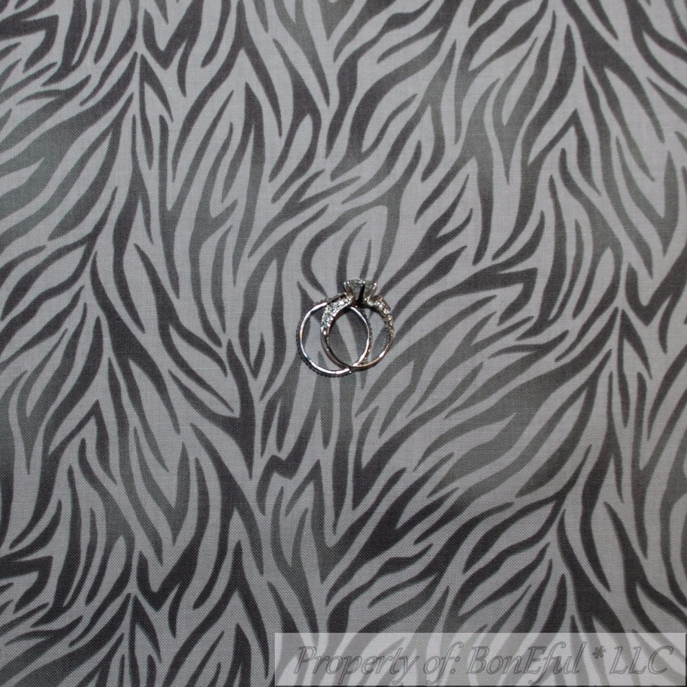 BonEful Fabric FQ Cotton Quilt Gray Animal Skin Print ZEBRA Ethnic Zoo Boho Sale