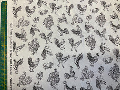 HENRY GLASS – FARM RAISED #1981-19 – ROOSTER LINEWORK – WHITE BY GAIL GREEN- BTY