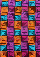 Orange Turquoise Purple African Tribal Print 45″ width sell by 6 yards