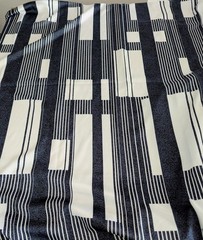 Navy Blue White Geometric Charmeuse Blouse Apparel Fabric – 2 Yards x 58″ Wide