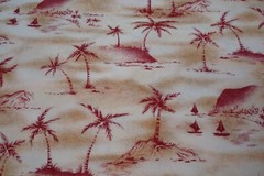 2.44 yds Jo Ann Fabric Palm Tree Island Beach Red Tan Quilt Craft 44″ x 88″ BTP