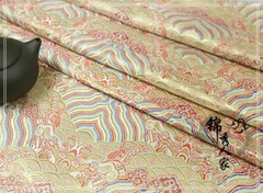 Chinese Japanese Wave Brocade Satin Silky Fabric Dress Clothes Qipao Retro Soft