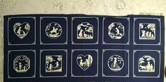 Cranston Fabric Silhouette Picture Patches Navy Blue Victorian Child 8.5″ Square
