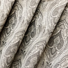 Grey & Cream Paisley Damask Fabric By The Yard, Jacquard Weave Fabric Upholstery