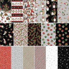 Wilmington Prints – Merry Gnome-Ments – Diagonal Stripe – Black, Fabric BTY