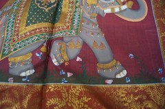 LOT (2) Traditional Indian Painting on Silk 30×14 & 14×10 Mughal Rajasthani C213