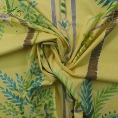 BRAEMORE PALM ISLAND SUNSHINE YELLOW PALM TREE LINEN FABRIC BY YARD 54″W
