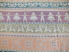 3 1/2 yards Wamsuta pastel border cotton fabric Duck Bird paper doll heart bunny