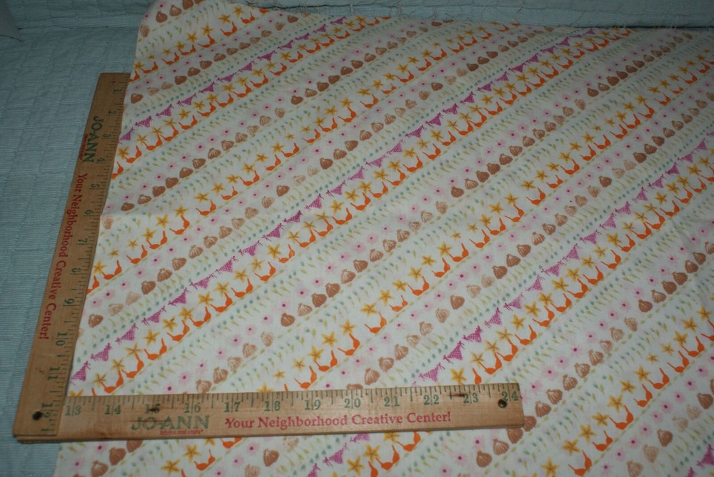 Sea Shell Star Fish Bathing Suit Cotton Fabric 18 x 44″ Fast Shipping Quilting