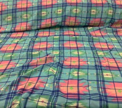 Challis Rayon Apparel Fabric Aztec Plaid Pink Orange Green Blue Cream F520