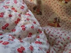 VTG Holly Hobbie Fabric American Greetings Red White Yellow 6 yds x 42 in