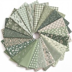 20 Pcs 10”x10” Sage Green Quilting Fabric Square Greenery Precuts Quilted F…