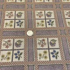 Vtg Floral Fabric By Debbie Mumm For SSI Grid Pattern Muted Lavender Cream BTHY