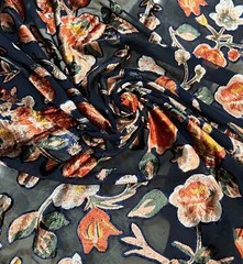 Italian designer Chiffon Velvet Burnout Dark navy blue base with copper shades