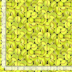 Cotton Packed Softballs Sports Balls Games Yellow Fabric Print by Yard D664.71