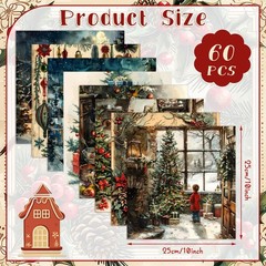 Ganeen 60 Pcs 10 x 10 Inch Vintage Christmas Quilting Fabric Multicolor