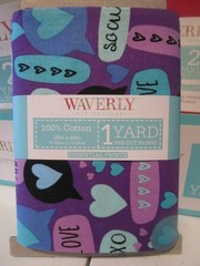 WAVERLY ONE YARD CUT – PURPLE TEXT- HEARTS PRINT FABRIC