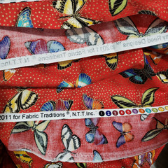 Patty Reed Designs Red Butterfly Sparkly Sewing Fabric 2011 Crafts 161 x 44 in