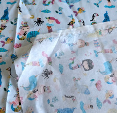 Hobby Lobby Cotton Fabric Mermaid Dolphin Unicorn on Light Blue 45″W x 1⅓ Yds