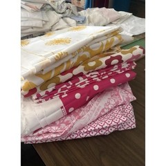 Premier Prints Remnant Lot Cotton Fabric Candy Pink Yellow Vari PolkaDot Suzani