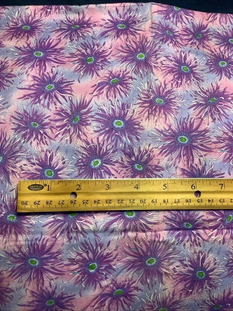 Jo Ann’s Cotton Fabric – 33” X 42” Spider Mums Purple Blue Mauve Green