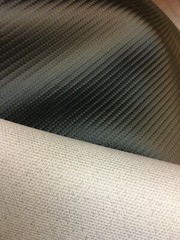 SHIPS FOLDED Black Carbon Fiber faux leather auto upholstery, Hospitality FABRIC