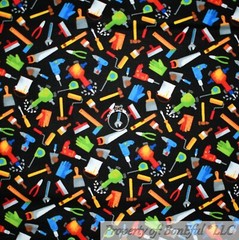 BonEful FABRIC FQ Cotton Quilt Black White B&W Little Stripe Tiny 3 Stooges Jail