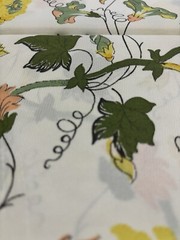 Vintage 70s Groovy Earth Floral Hippie Flowers Sheer Fabric Loomskill Inc 80”x44
