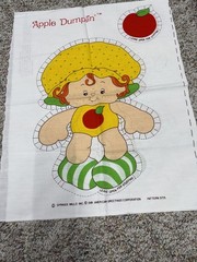 1981 APPLE DUMPLIN fabric pillow panel cut and sew doll UNCUT vintage